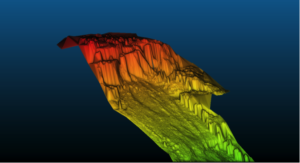 fig. 3. Particolare, intorno alla parte alta della parete, della mesh ottenuta con i soli punti terreno. 